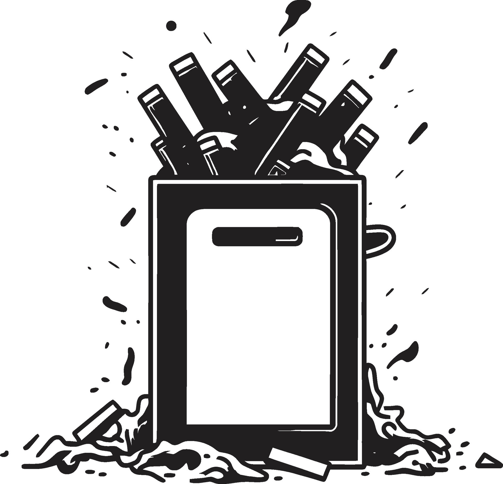 Butt Disposal Emblem Black Bin Logo Extinguished Smoke Reminder No