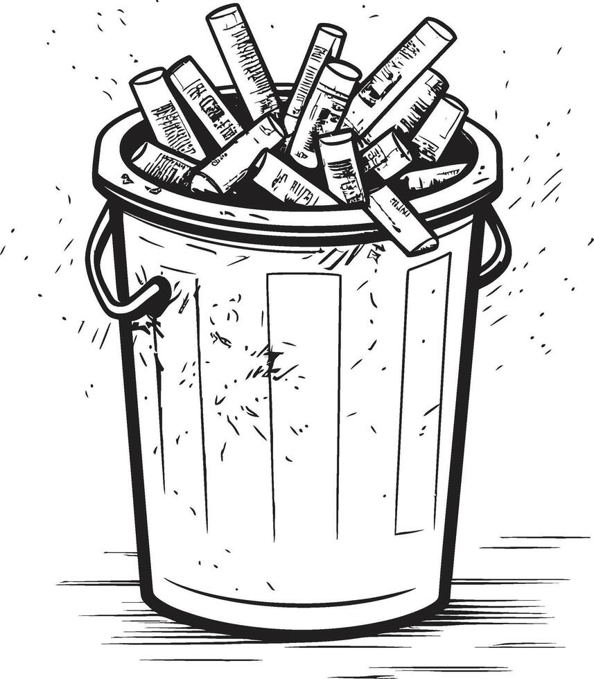 No Smoking Disposal Box Black Bin Icon Quitted and Disposed No Smoking Vector