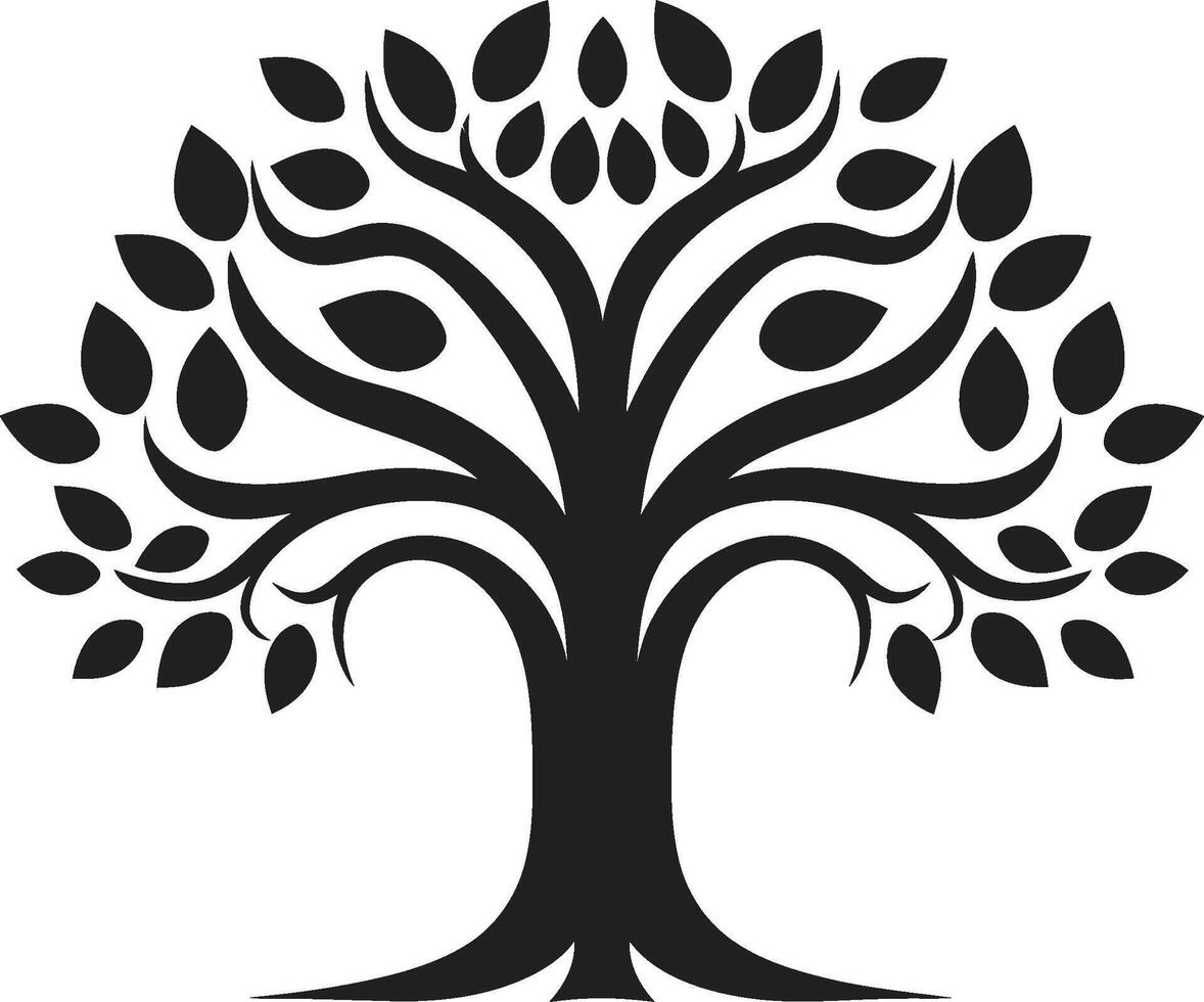 cenador emblema árbol icono símbolo benevolente ramas árbol logo diseño vector