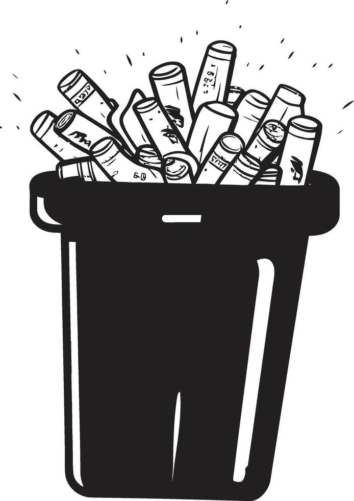 Bin of Disposed Smoke No Smoking Icon Cigarette End Disposal Black Vector Design
