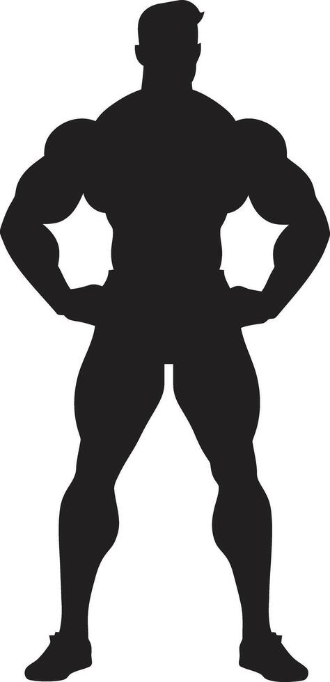 Solid Strength Bodybuilders Black Vector Symbol Graphite Physique Full Body Vector Logo Art