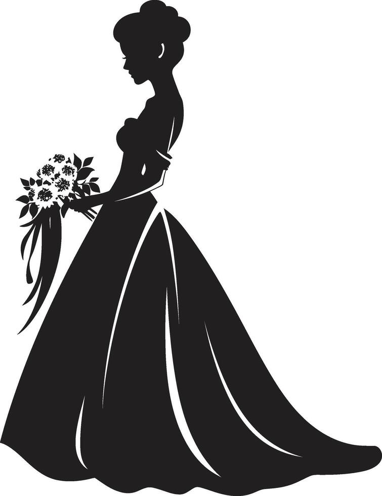 Classic Bridal Radiance Black Vector Sophisticated Bride Design Black Emblem