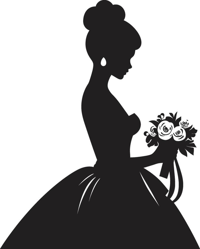 Wedding Elegance Bride Vector Symbol Enchanting Bridal Charm Black Emblem