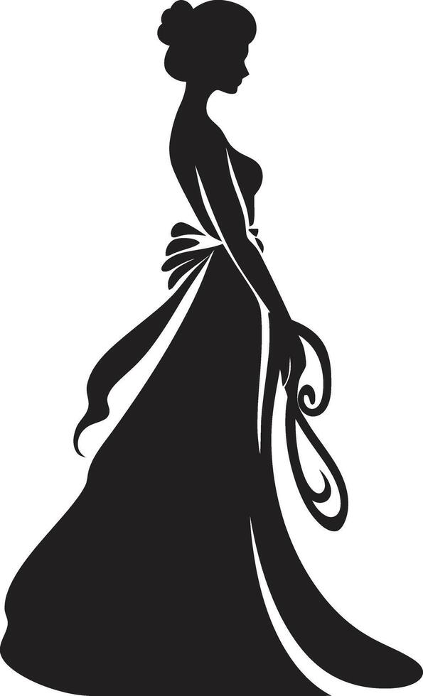elegante nupcial belleza negro novia novias elegancia negro vector emblema