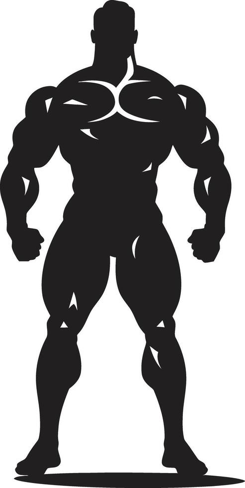 Shadowed Strength Full Body Vector Symbol Blackout Bulk Bodybuilders Iconic Symbol