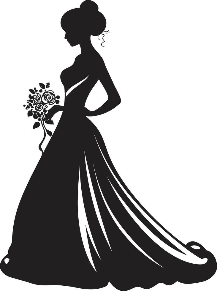 Timeless Bridal Elegance Monochrome Bride Classic Bride Design Black Vector Emblem