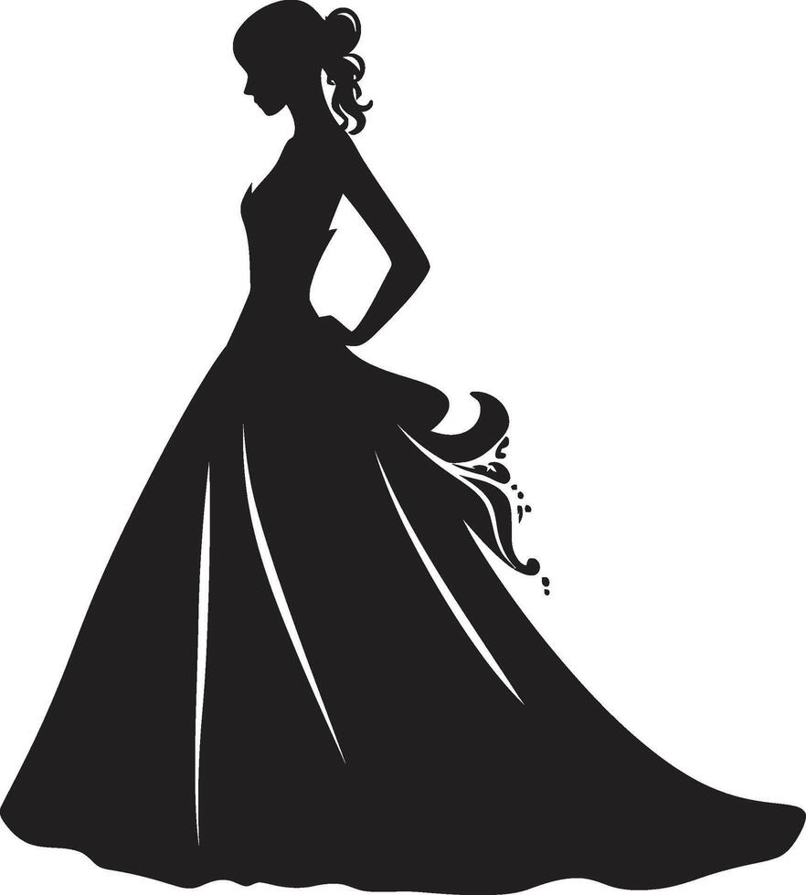 Wedded Elegance Monochrome Vector Icon Brides Glamour Black Vector Design