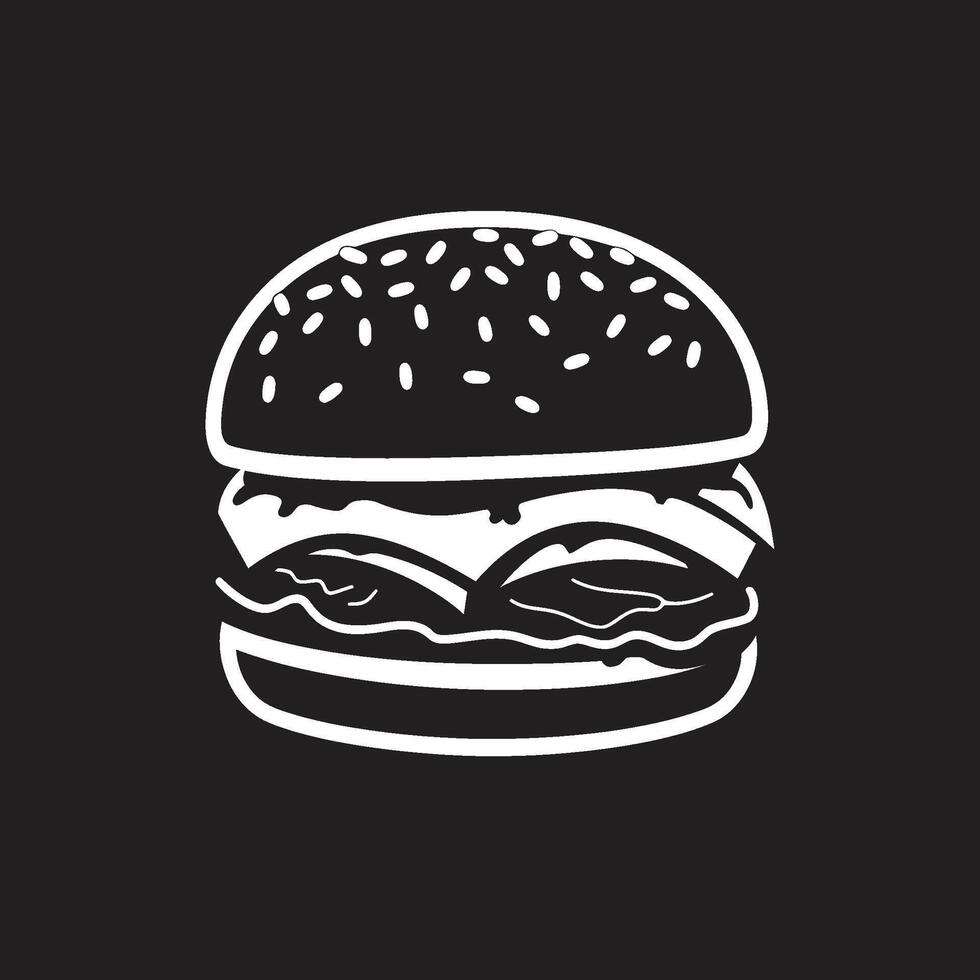 Gourmet Savory Black Vector Emblem Yummy Bite Black Burger Icon