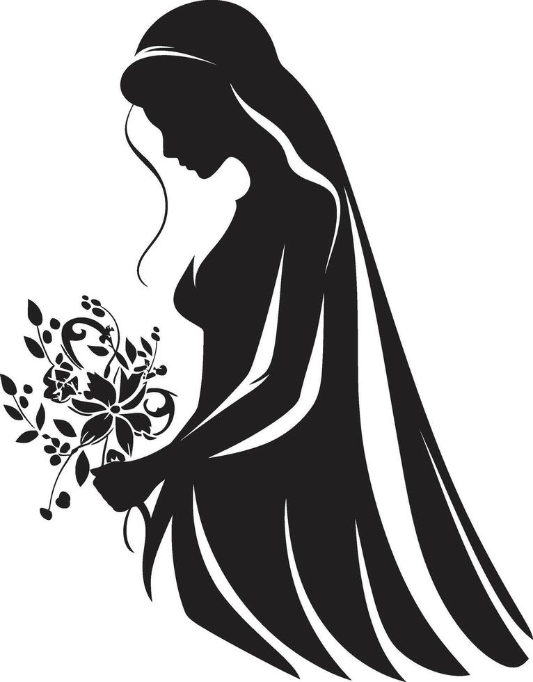Glamorous Silhouette Vector Icon Ethereal Aura Black Vector Emblem