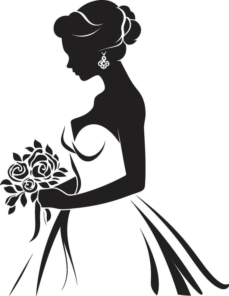 Ethereal Bride Black Vector Symbol Elegant Brides Charm Monochrome Icon