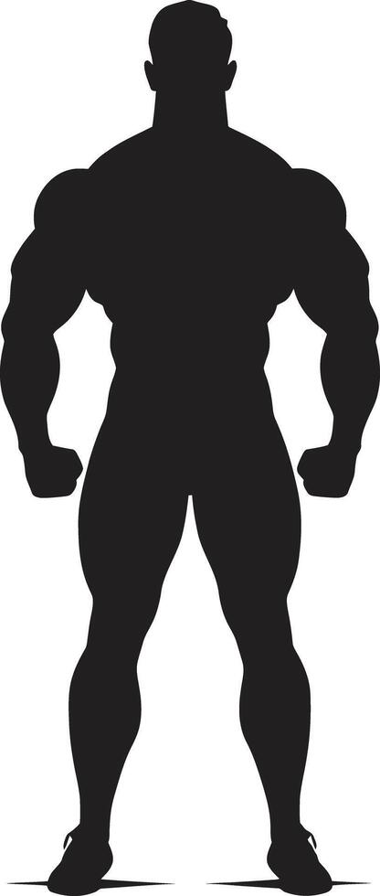 Vectorized Vigor Bodybuilders Black Logo Icon Shadowed Strength Full Body Vector Design