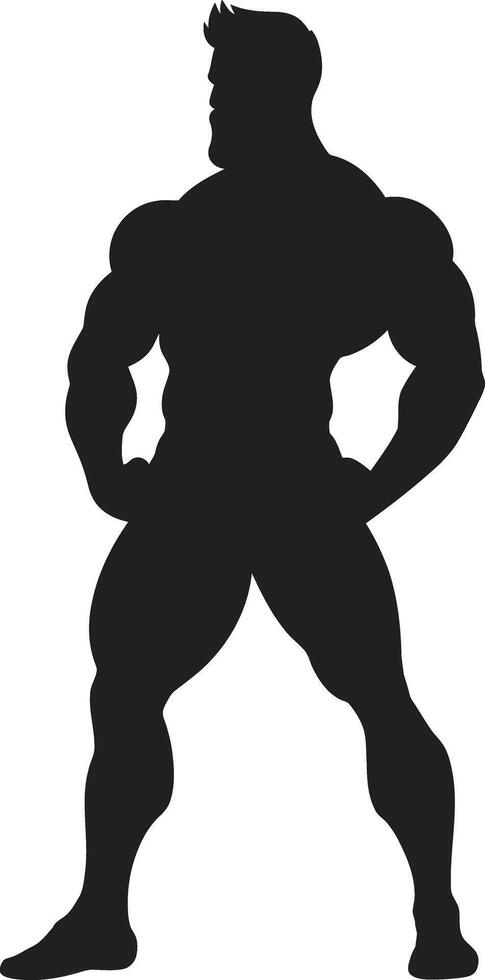 Inkwell Impression Full Body Black Icon Championed Charcoal Bodybuilders Iconic Glyph vector