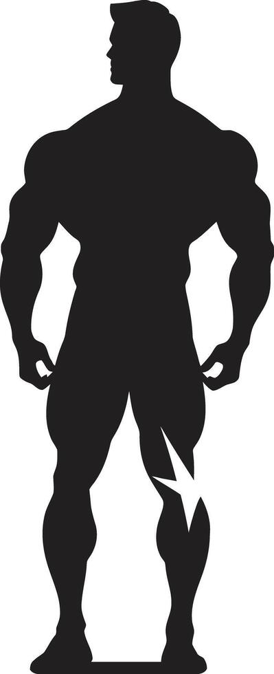 Ink and Iron Bodybuilders Iconic Symbol The Obsidian Hulk Full Body Black Icon vector
