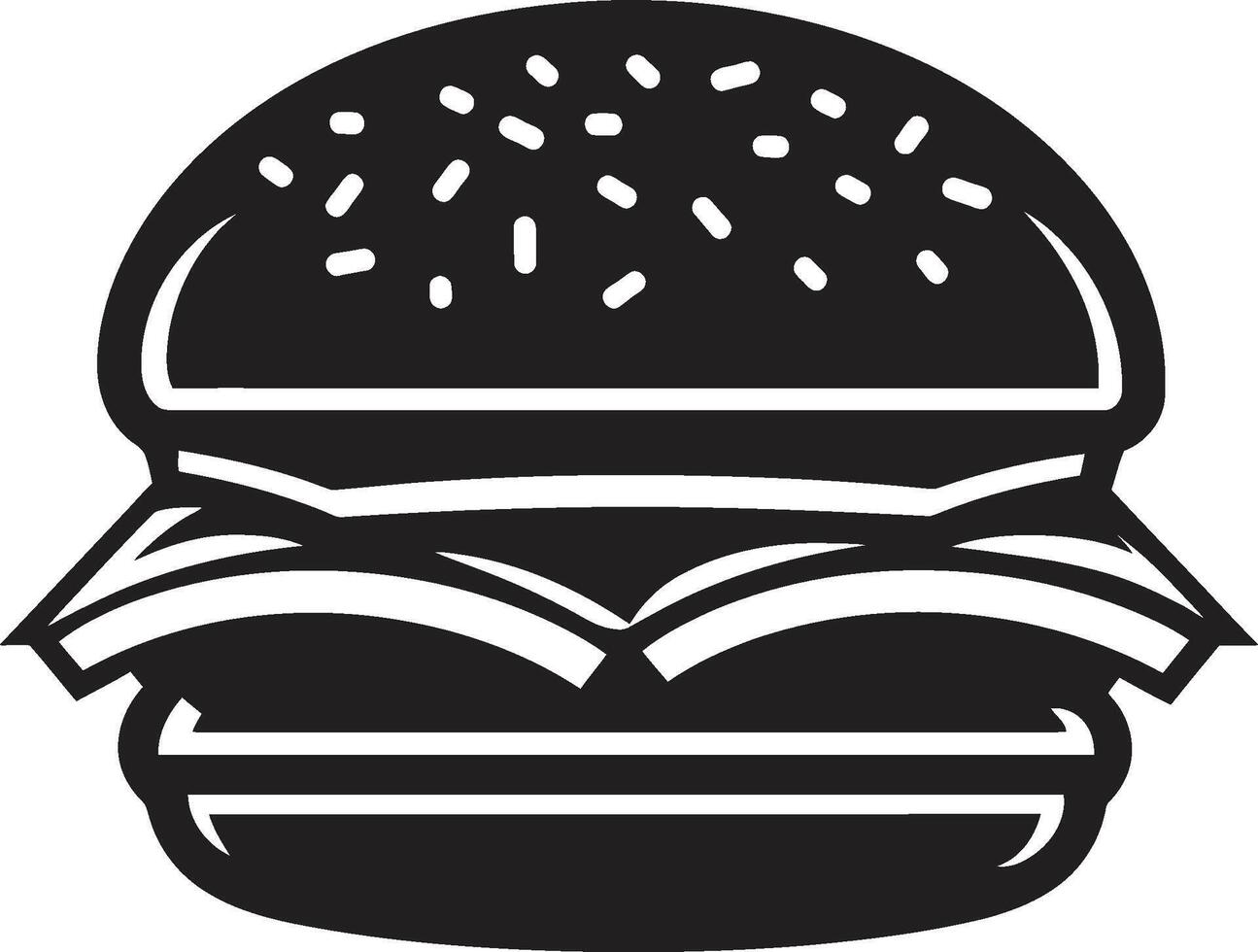 Delicious Delight Monochrome Burger Emblem Savory Essence Black Vector Icon