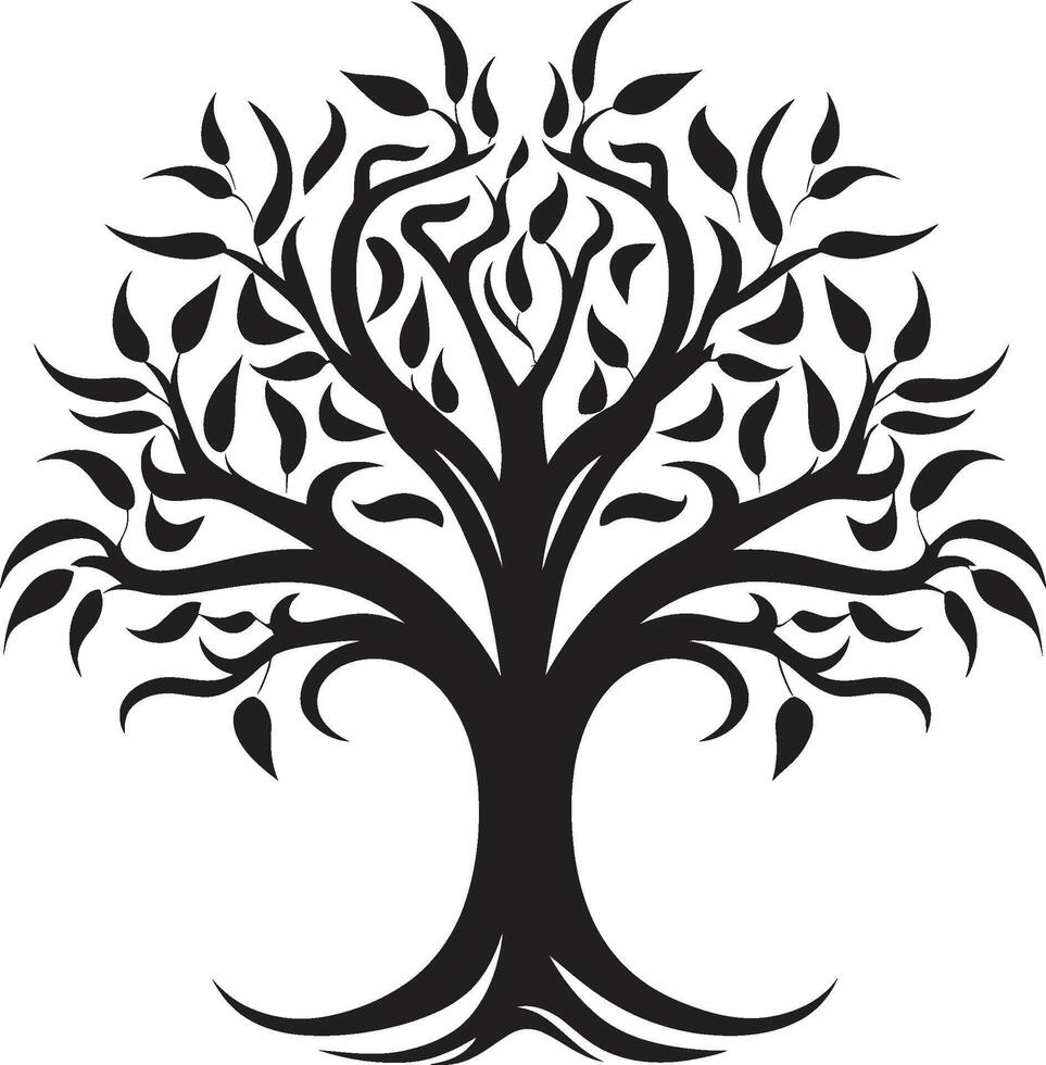 arbóreo majestad árbol icono emblema botánico serenidad árbol símbolo diseño vector