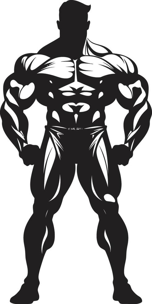 Darkened Muscle Emblem Full Body Vector for Fitness Titans Carbonized Titan Silhouette Full Body Black Vector for Icons