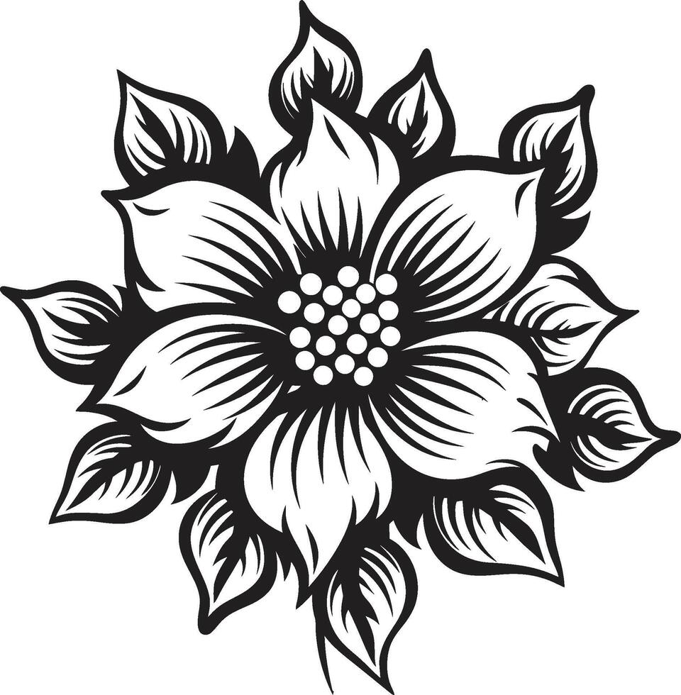 Artistic Petal Elegance Vector Monotone Botanical Signature Chic Iconic Emblem