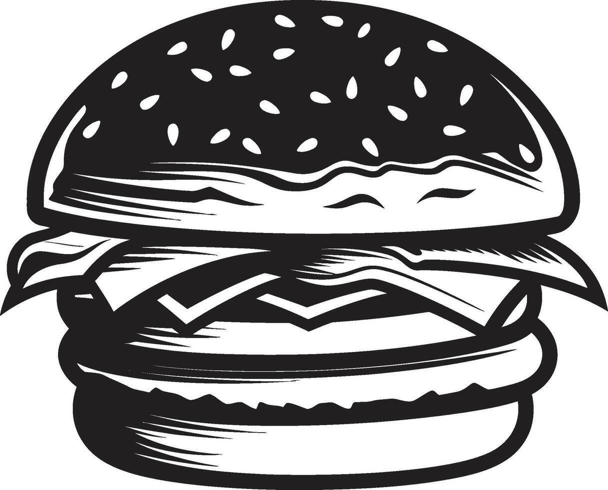Juicy Bite Burger Vector Symbol Iconic Burger Design Black Emblem