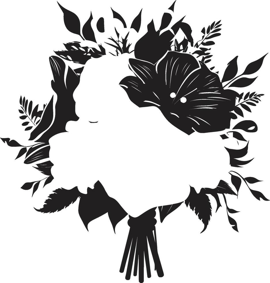 Ethereal Bloom Harmony Bridal Vector Emblem Bridal Bouquet Radiance Monochrome Box