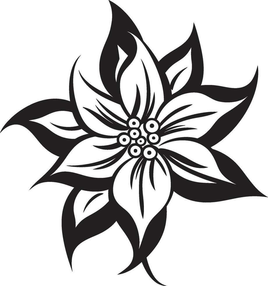 singular pétalo simbolismo icónico Arte detalle monocromo floral elegante vector emblema detalle
