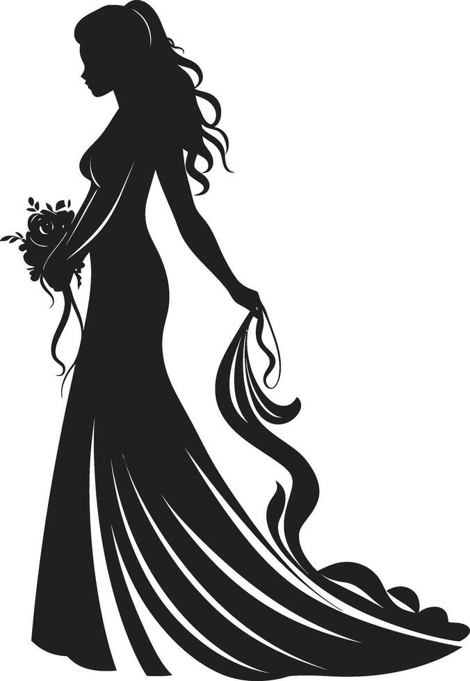 Bridal Harmony Black Vector Emblem Graceful Bridal Serenity Bride Logo