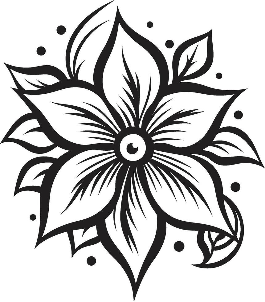 Stylish Botanical Element Vector Grace Monochrome Bloom Essence Iconic Symbol