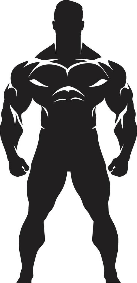 Muscular Shadows Black Vector Icon Design for Fitness Titans Onyx Titan Emblem Full Body Vector Logo for Strength Icons