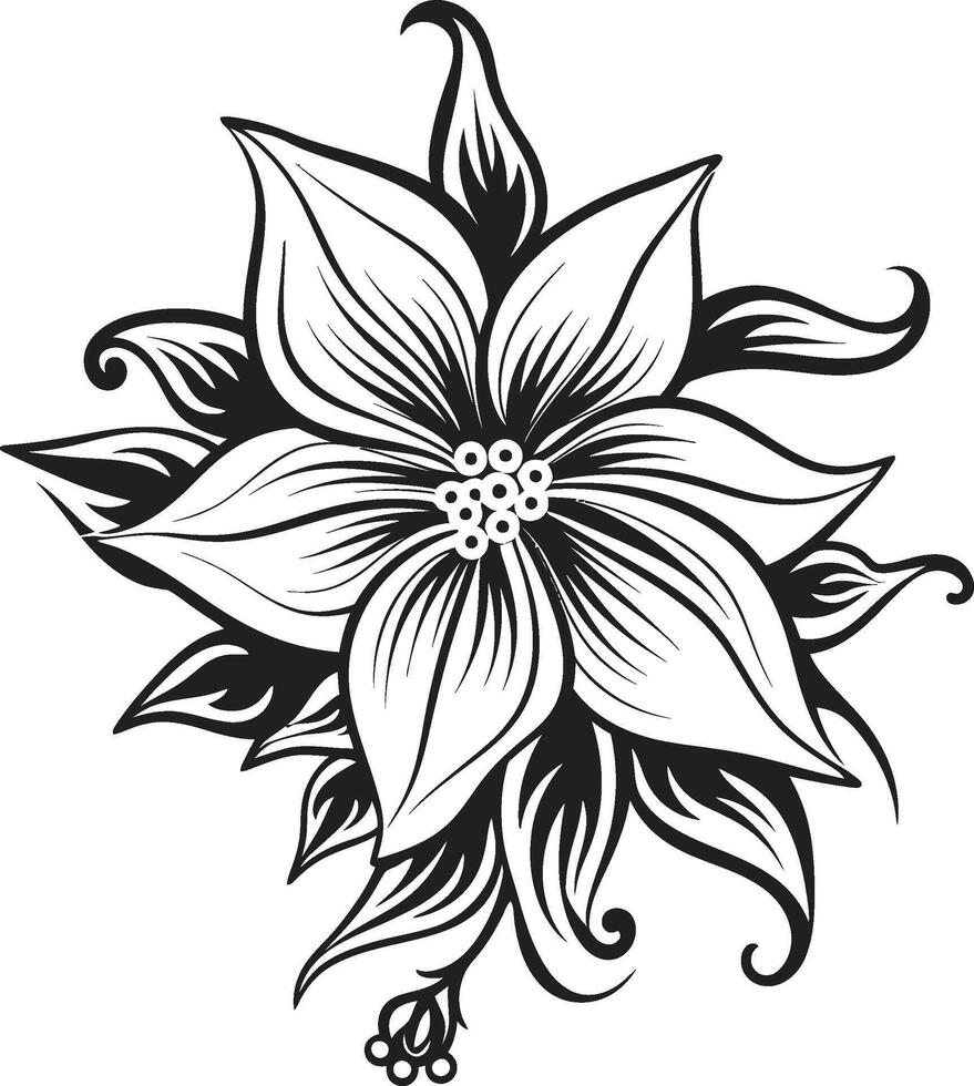 minimalista floración símbolo icónico diseño elegante floral elemento monocromo diseño vector