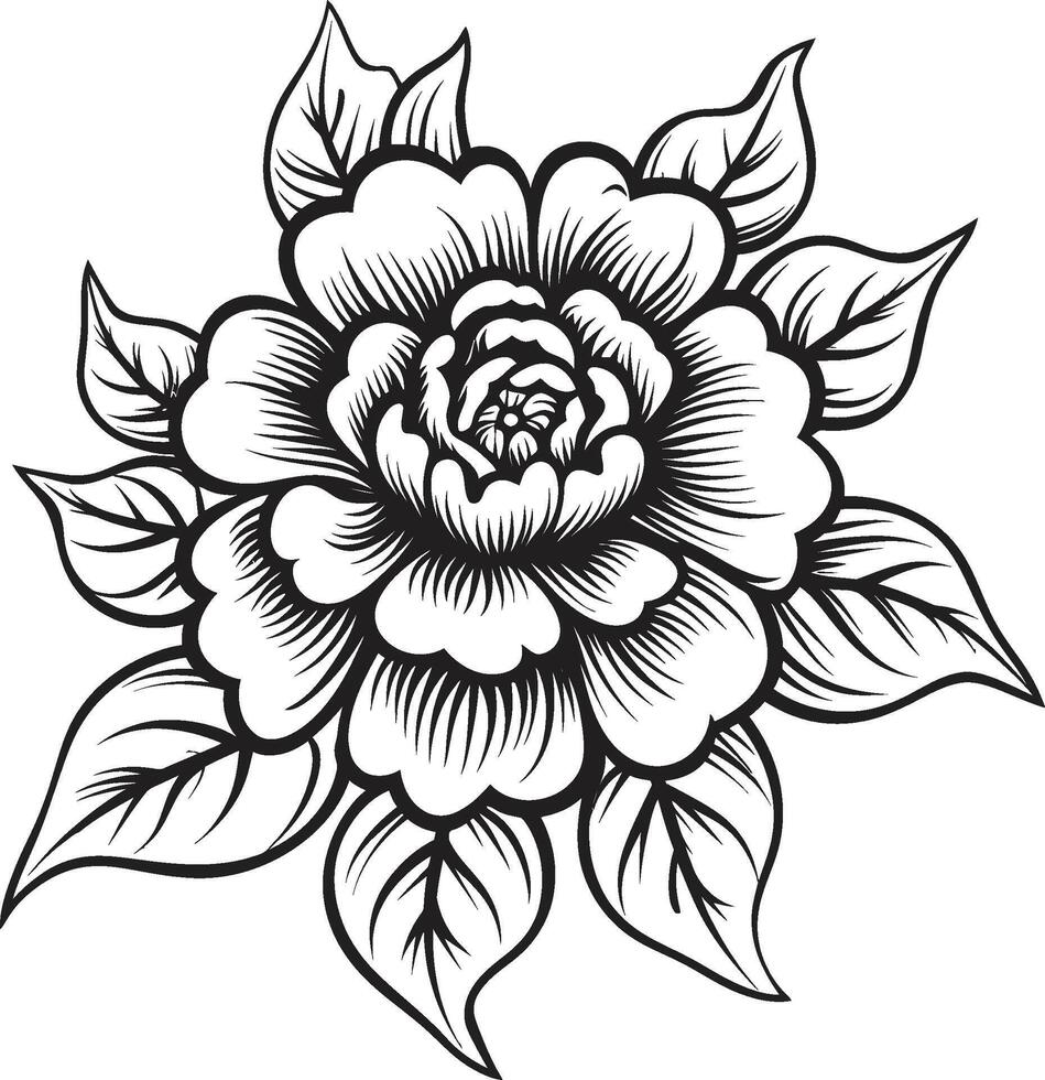 Sophisticated Petal Silhouette Black Emblem Monochrome Bloom Elegance Stylish Logo Art vector