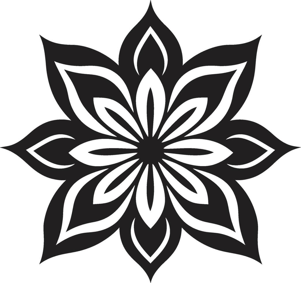 Elegant Floral Element Monochrome Design Sleek Petal Emblem Iconic Monotone vector