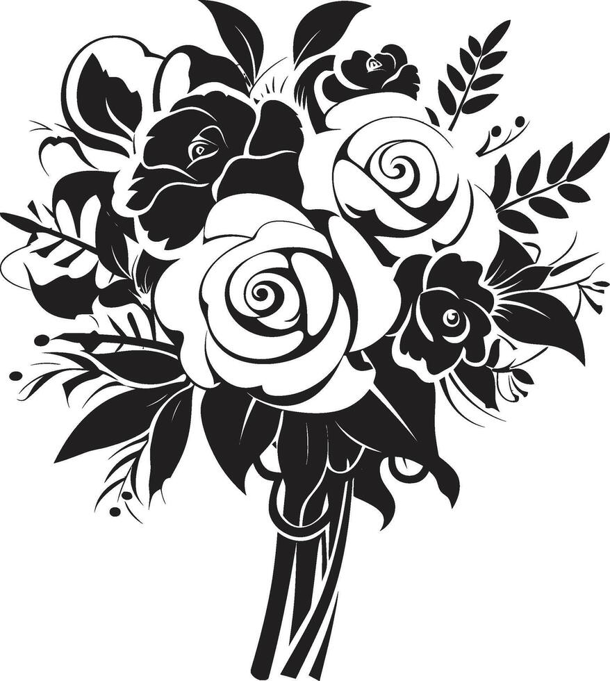 nupcial floración esencia negro caja logo diseño finura en florales nupcial ramo de flores vector icono