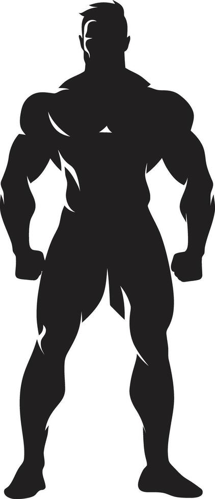 Graphite Titan Silhouette Full Body Vector for Bodybuilders Ebonized Physique Icon Full Body Black Vector for Muscle Icons