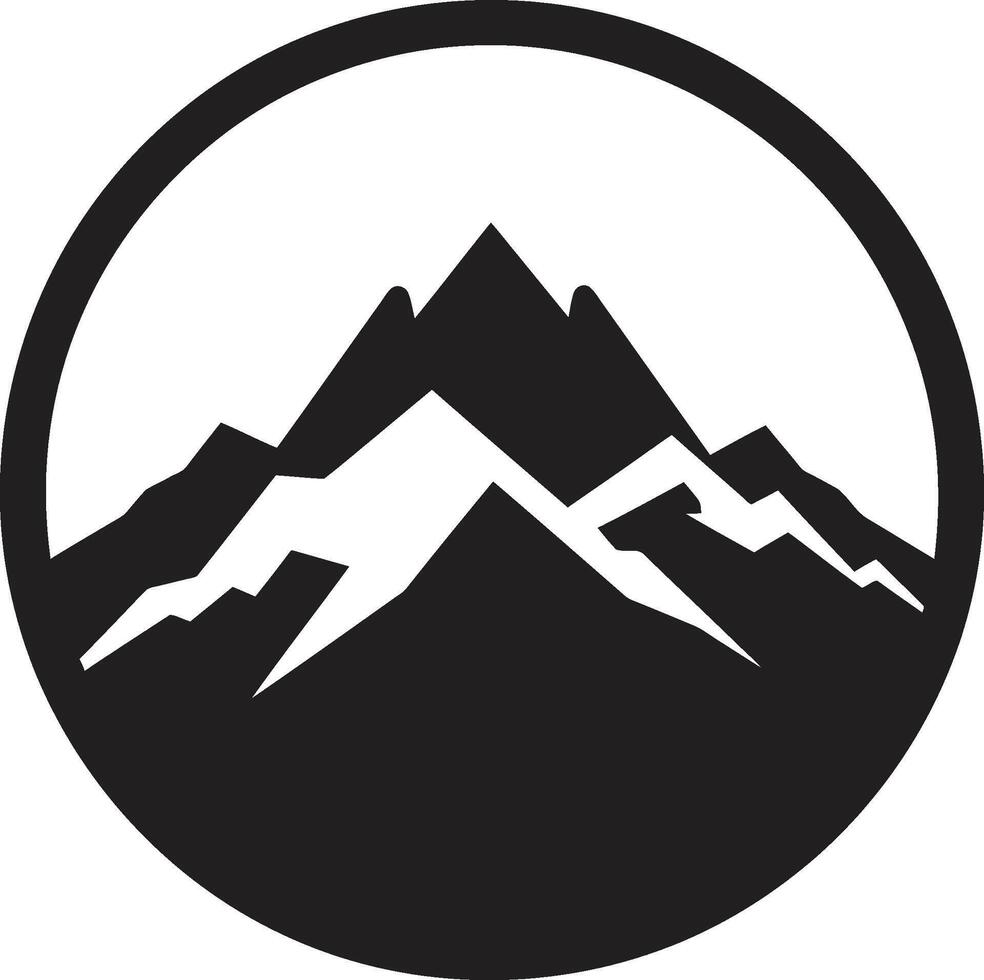Summit Ascent Mountain Emblem Alpine Majesty Iconic Peak Symbol vector