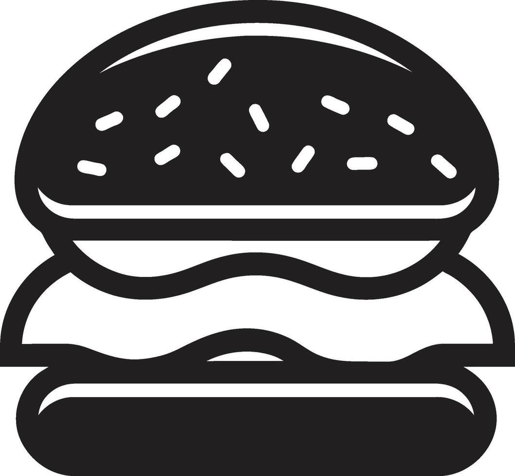 Iconic Burger Design Black Vector Sizzling Temptation Burger Emblem