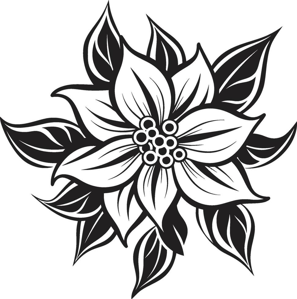 Minimalistic Bloom Symbol Iconic Design Detail Elegant Floral Element Monochrome Design Detail vector