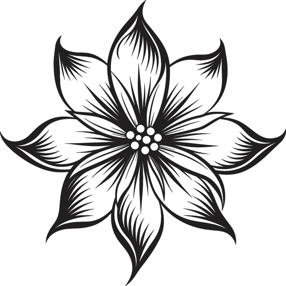 Monochrome Bloom Essence Emblematic Detail Singular Petal Silhouette Black Emblem Detail vector