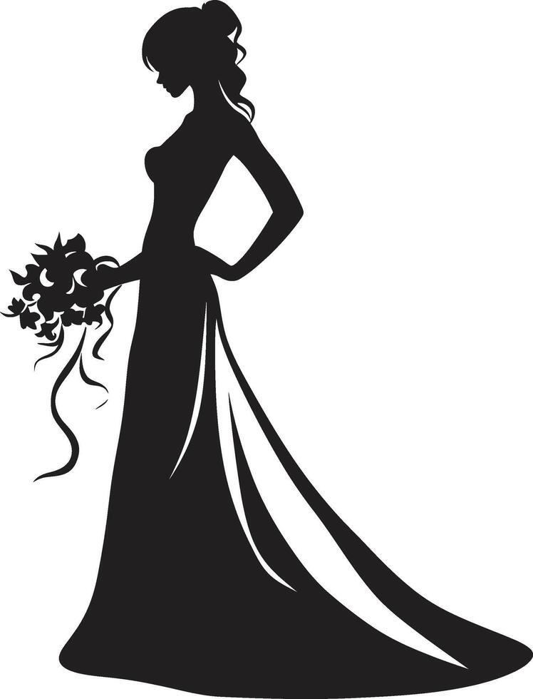 Graceful Essence Bride Vector Icon Wedded Beauty Monochrome Bride Logo