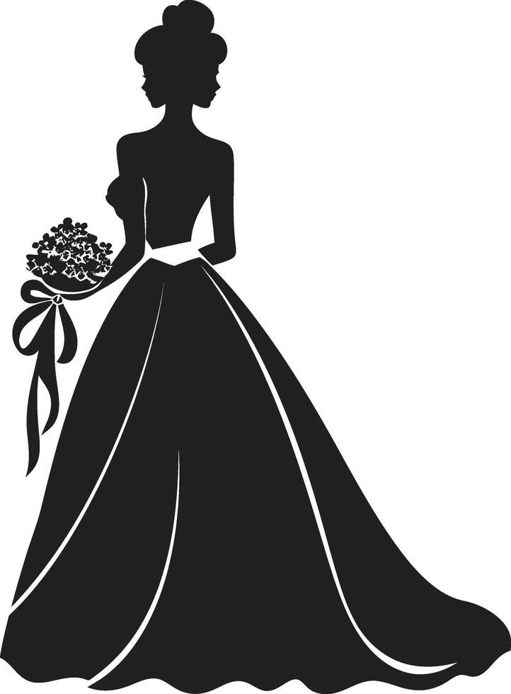 Bridal Harmony Black Vector Emblem Graceful Serenity Bride Logo
