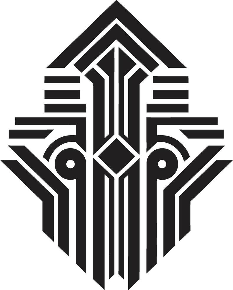 Angular Art Deco Precision Logo Vector Icon Geometric Deco Symphony Vector Emblem Design