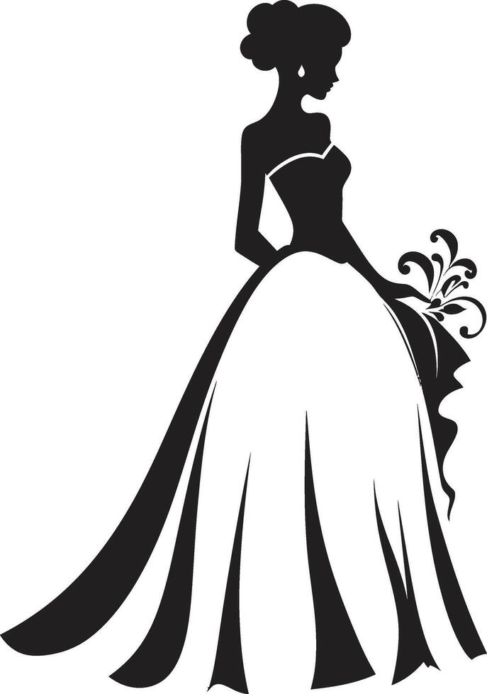 Bridal Aura Black Bride Emblem Ethereal Wedding Grace Black Vector