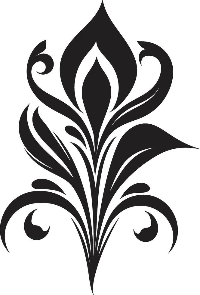 Monochrome Petal Detail Black Emblem Mark Stylish Botanical Detail Vector Symbol Mark