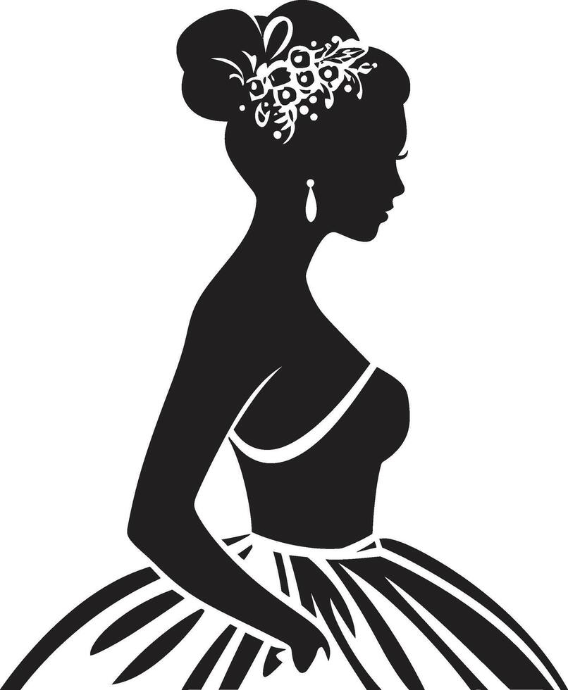 Elegant Brides Charm Monochrome Icon Brides Serenity Black Vector Emblem