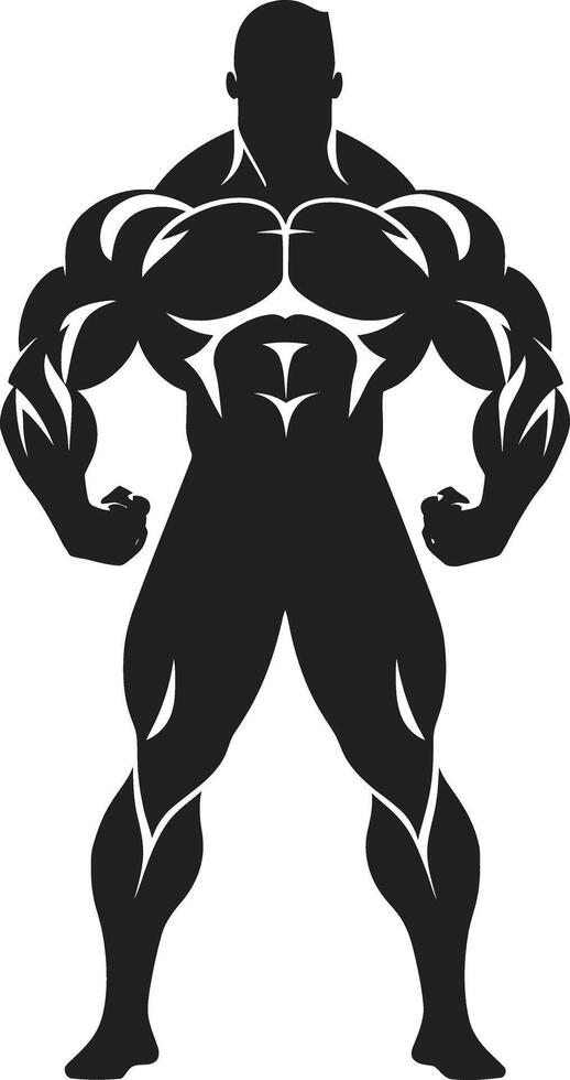 Ebony Emblem Full Body Black Vector Icon Ink and Iron Bodybuilders Iconic Vector Silhouette