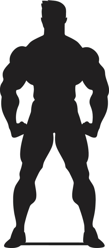 Carbon Bulk Full Body Black Vector Glyph Solid Strength Bodybuilders Black Vector Symbol