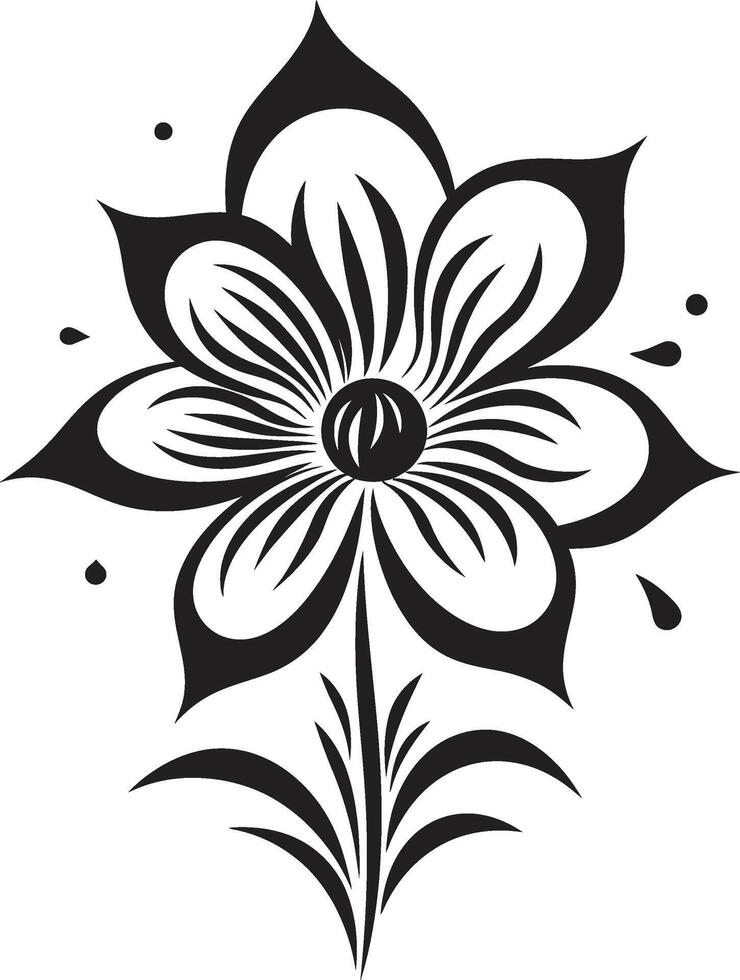 monocromo florecer encanto emblemático peinado singular pétalo detalle icónico emblema marca vector