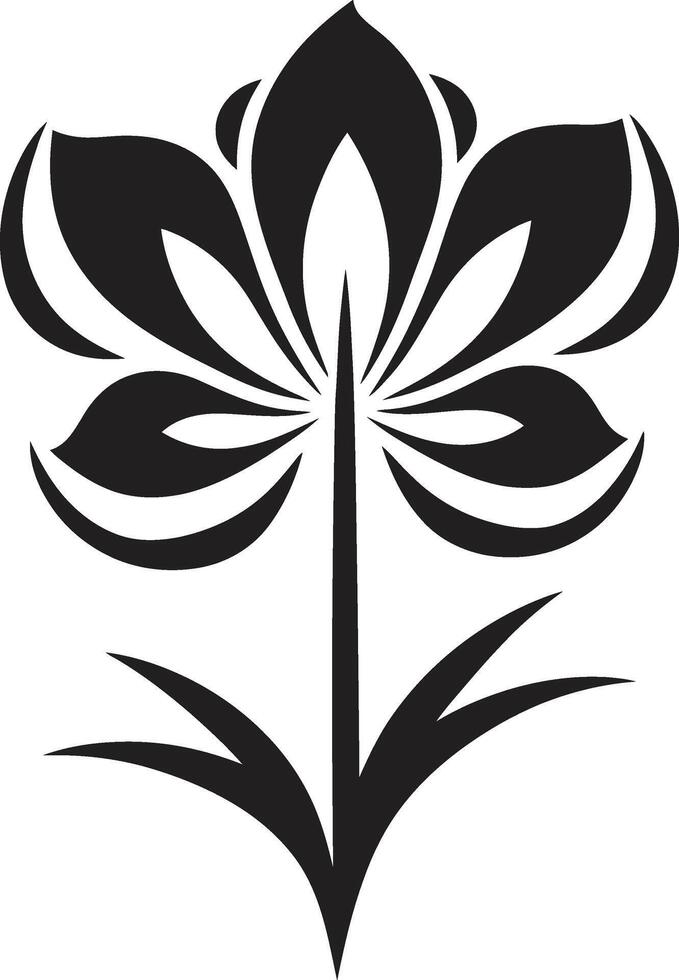 Chic Flower Symbol Black Icon Stylish Botanical Impression Monochrome Emblem vector