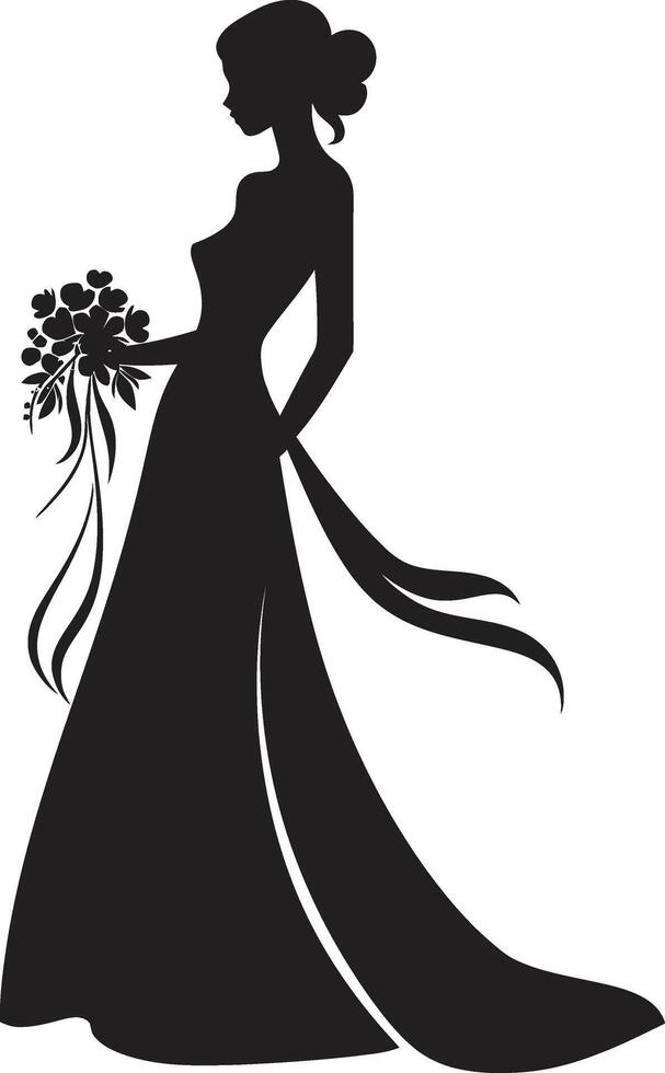 Ethereal Bridal Beauty Black Icon Timeless Bridal Elegance Monochrome Bride vector