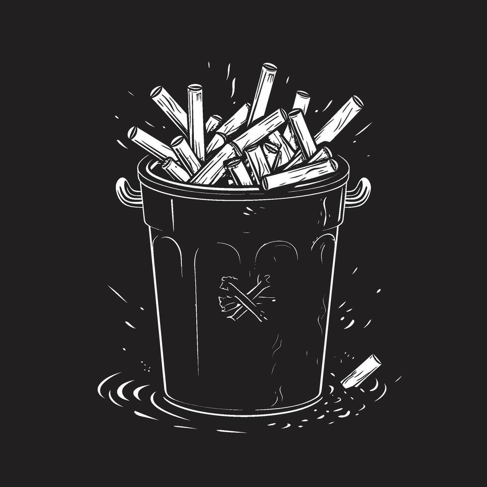 No Smoking Disposal Emblem Black Vector Icon Extinguished Habit Trash Bin Vector Design