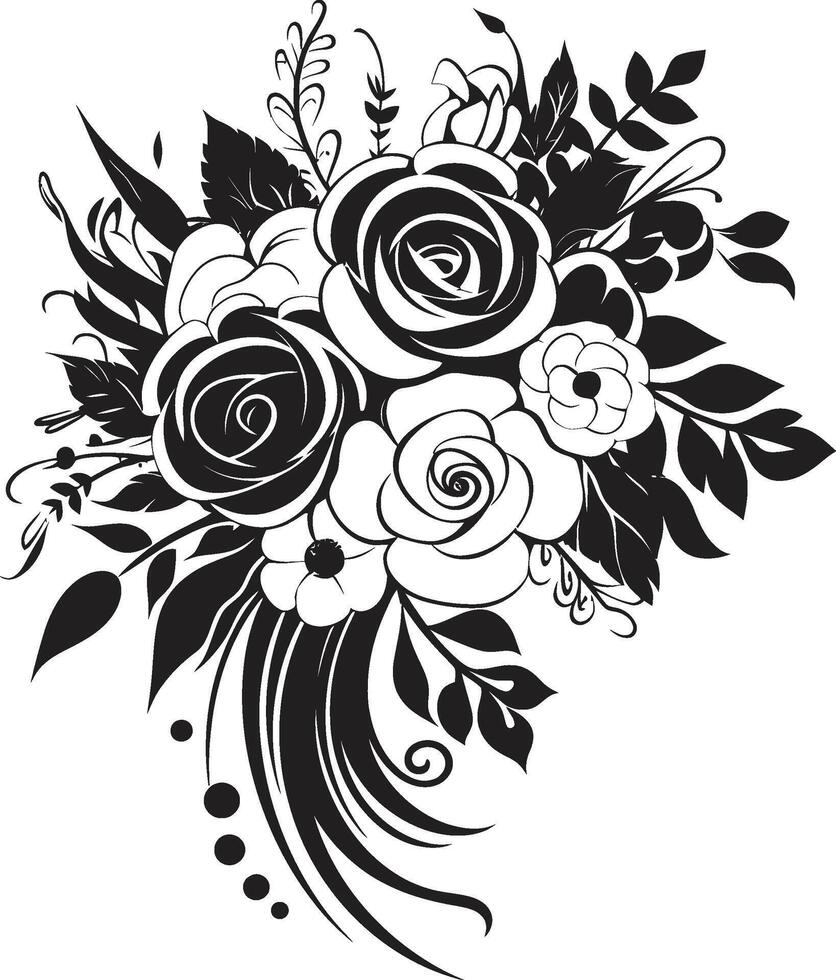 Petal Radiance Bridal Vector Box Graceful Blossom Elegance Black Emblem