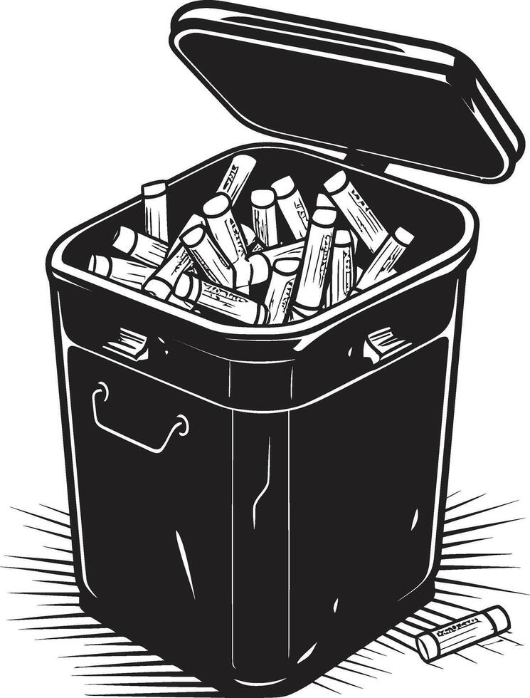 Quit and Dispose Black Trash Bin Symbol Stub It Out Reminder No Smoking Bin Emblem vector